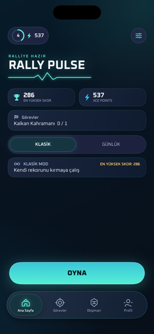 Rally Pulse ana ekran